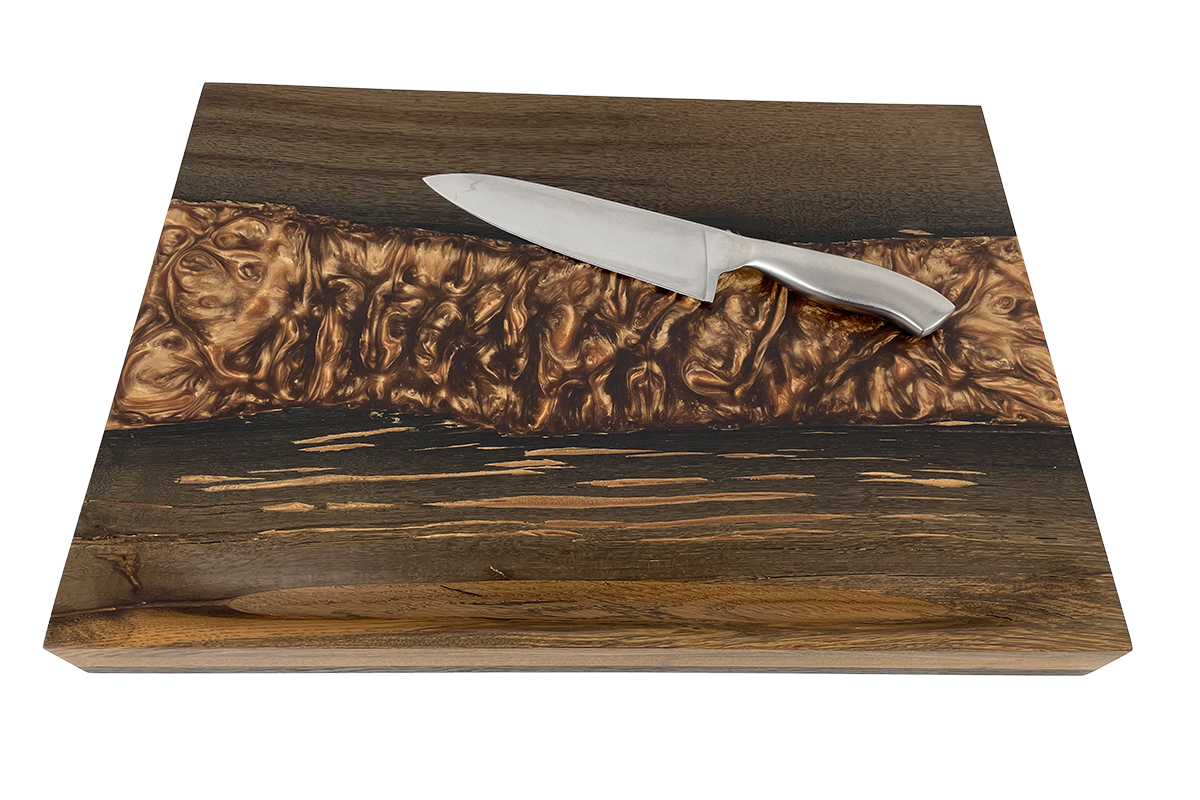 Bog oak and golden epoxy Cutting board