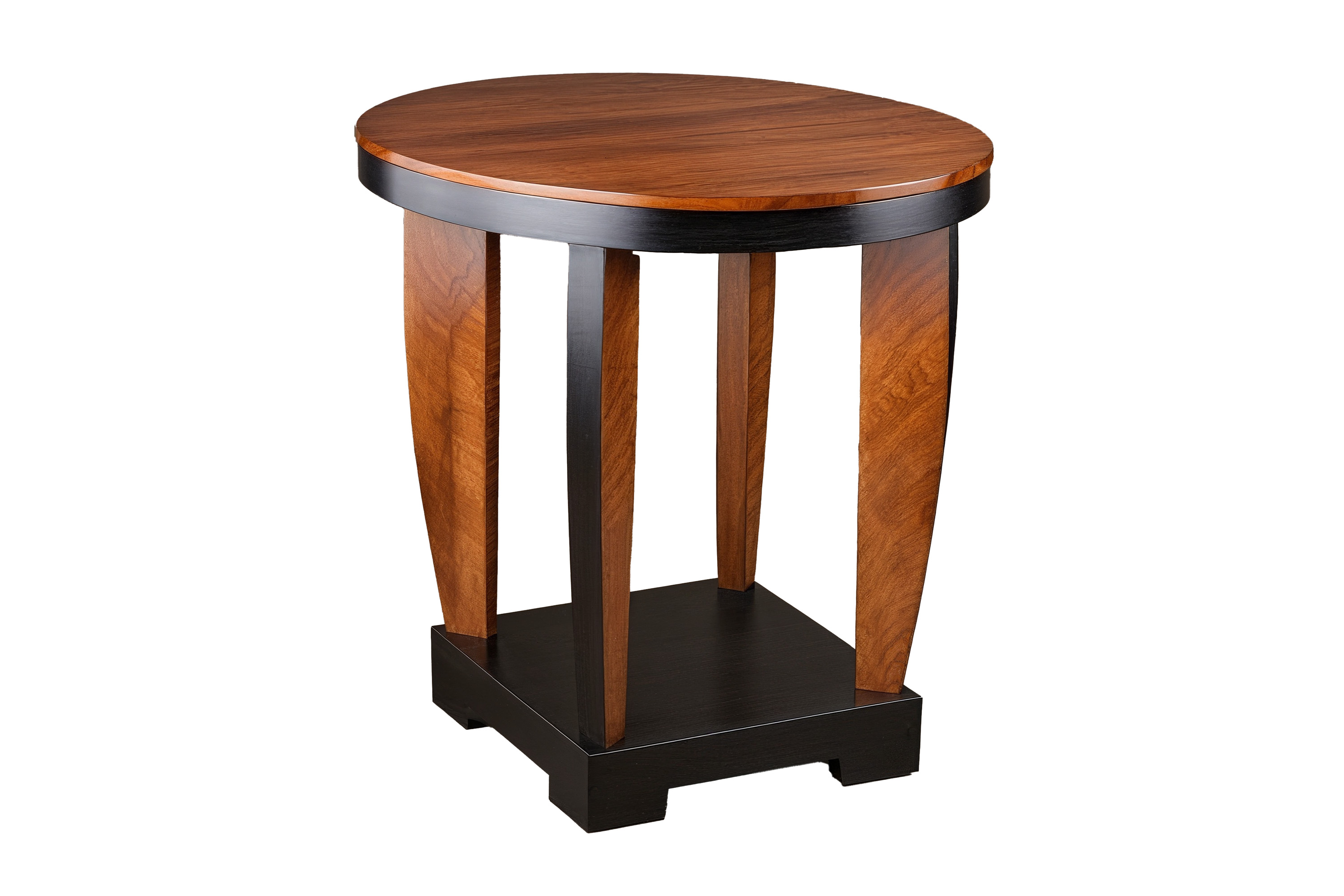 Art Deco side table with walnut and black lacquer
