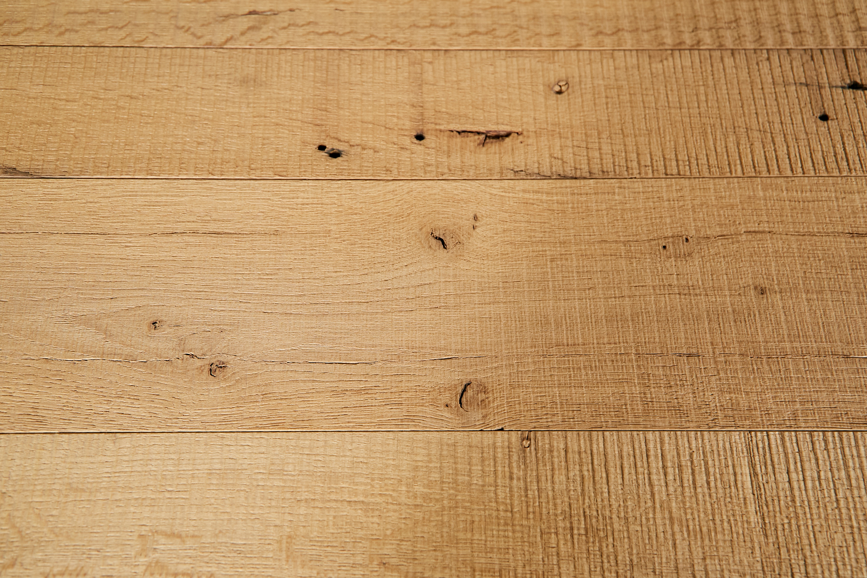 Beautiful rough table top made of reclaimed oak wood